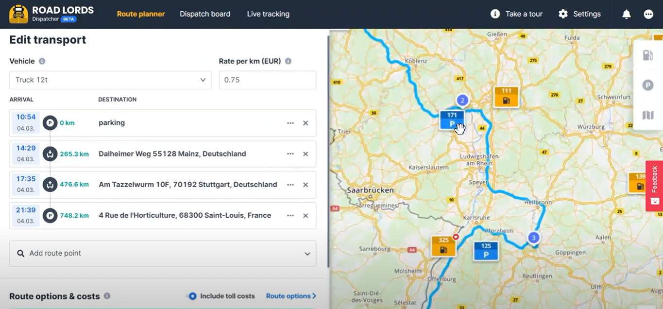 screenshot of ROAD LORDS Dispatcher